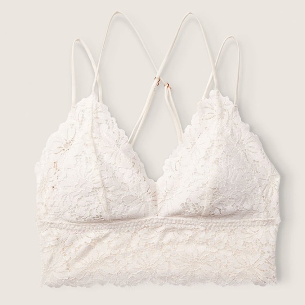 VS pink lace longline bralette